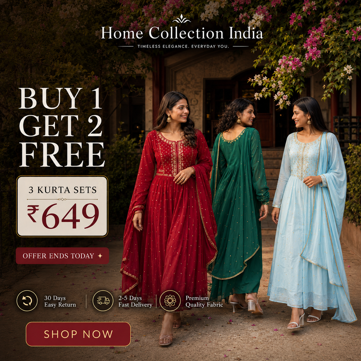 Buy 1 Get 2 Free Kurta Sets