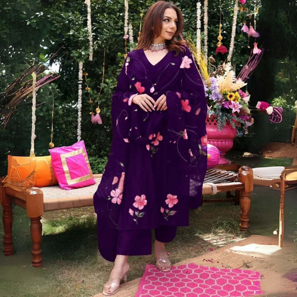 Premium Pack of 2 Cotton Kurta Pant Dupatta Sets for Women