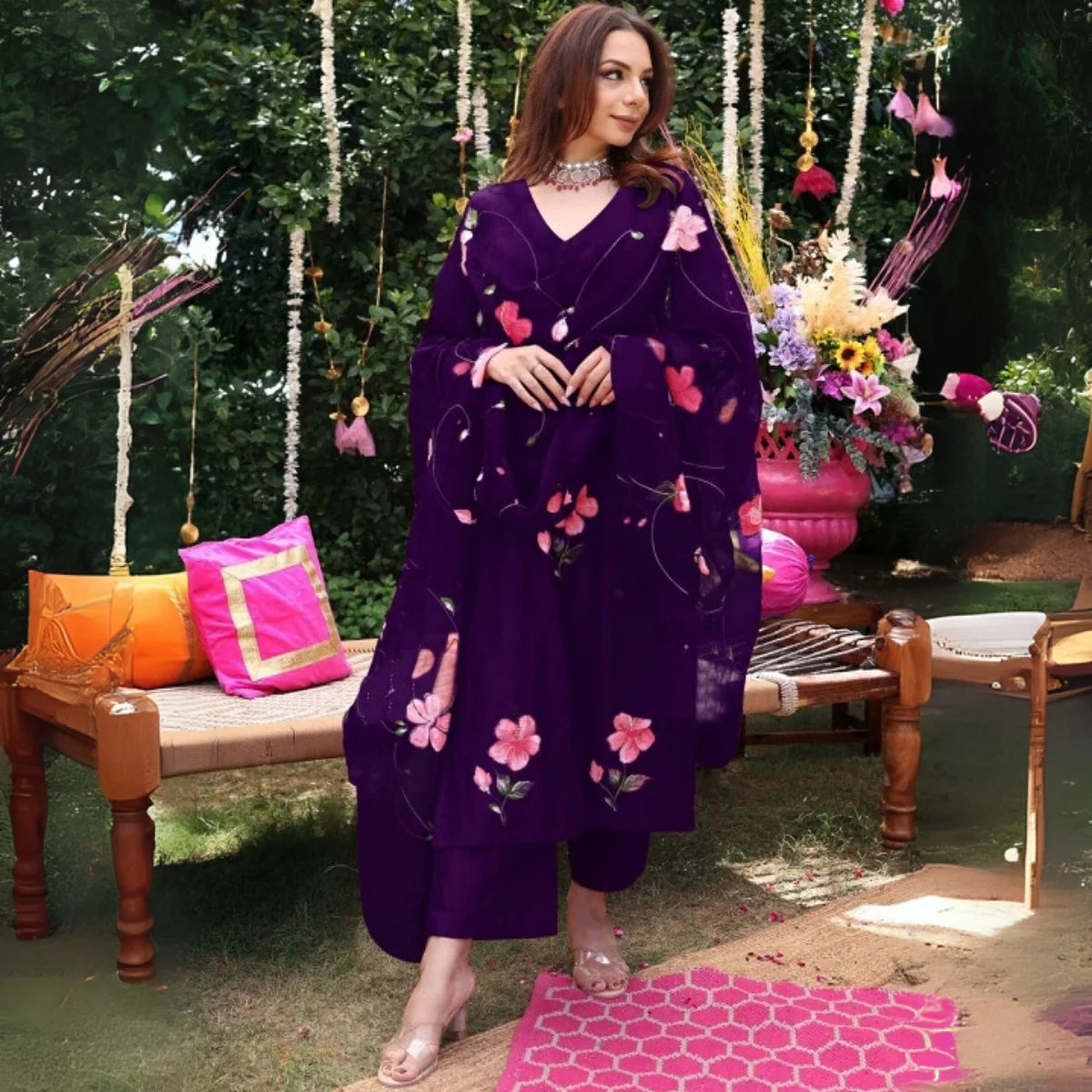Premium Pack of 2 Cotton Kurta Pant Dupatta Sets for Women