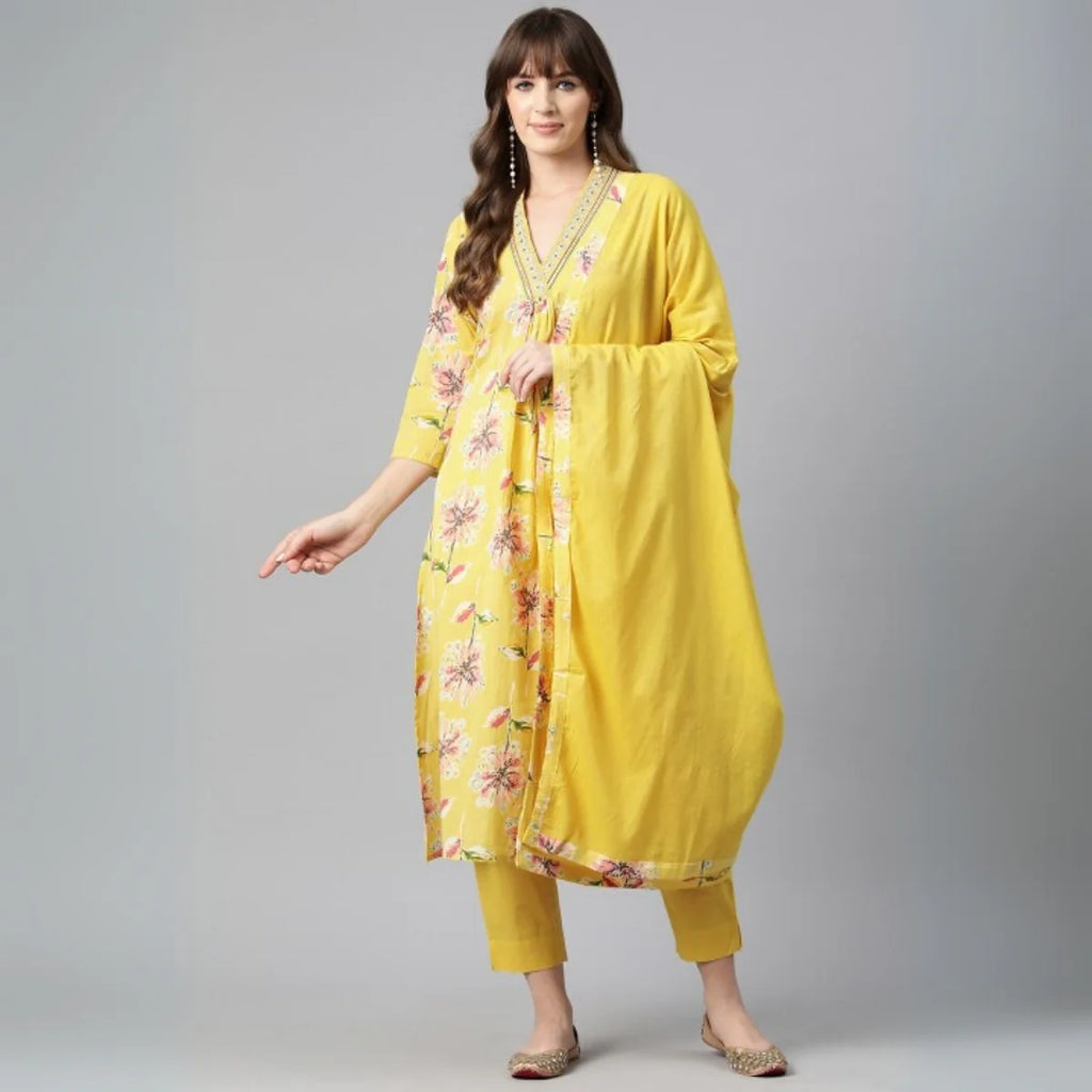 Premium Pack of 2 Cotton Kurta Pant Dupatta Sets for Women