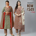 Premium Pack of 2 Cotton Kurta Pant Dupatta Sets for Women