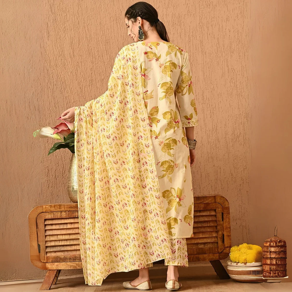 Premium Pack of 2 Cotton Kurta Pant Dupatta Sets for Women