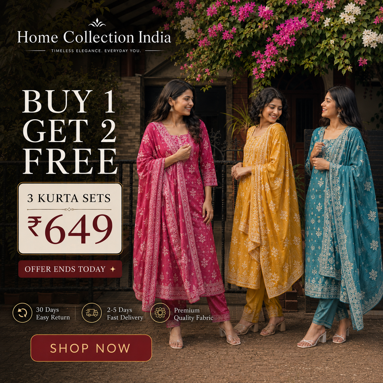Buy 1 Get 2 Free Kurta Sets