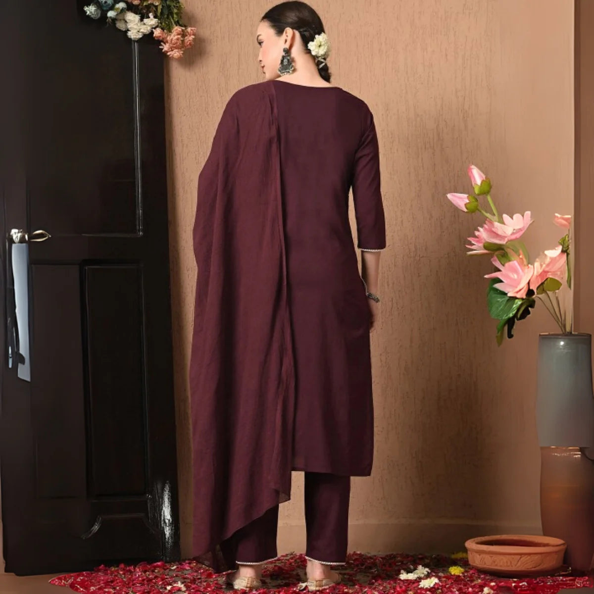 Premium Pack of 2 Cotton Kurta Pant Dupatta Sets for Women