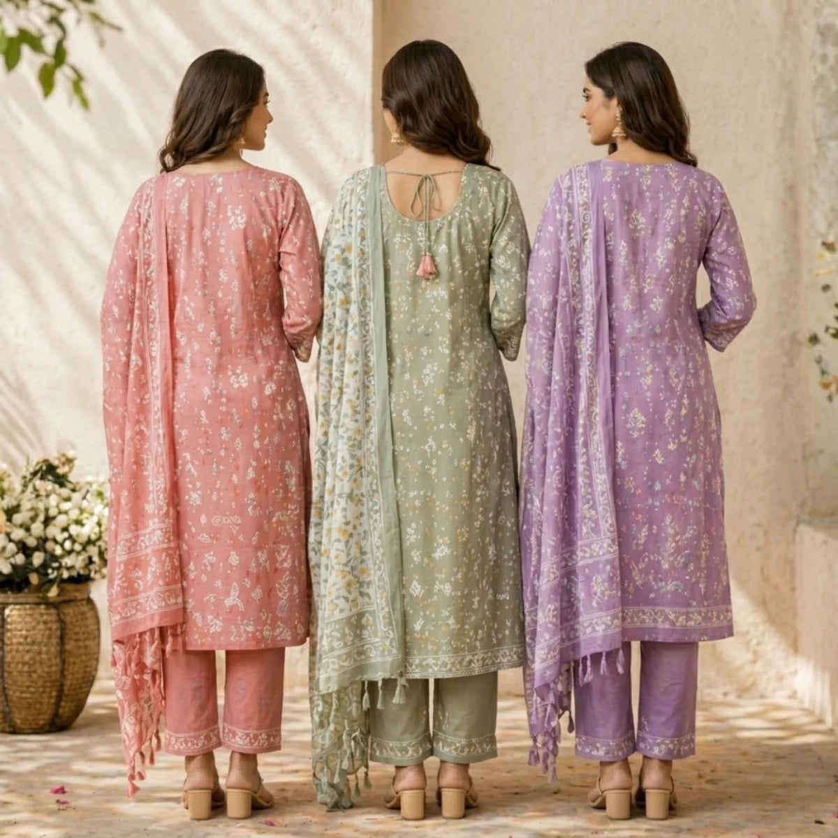 Pack Of 3 Kurta Sets with dupatta Trendy Ethnic Wear