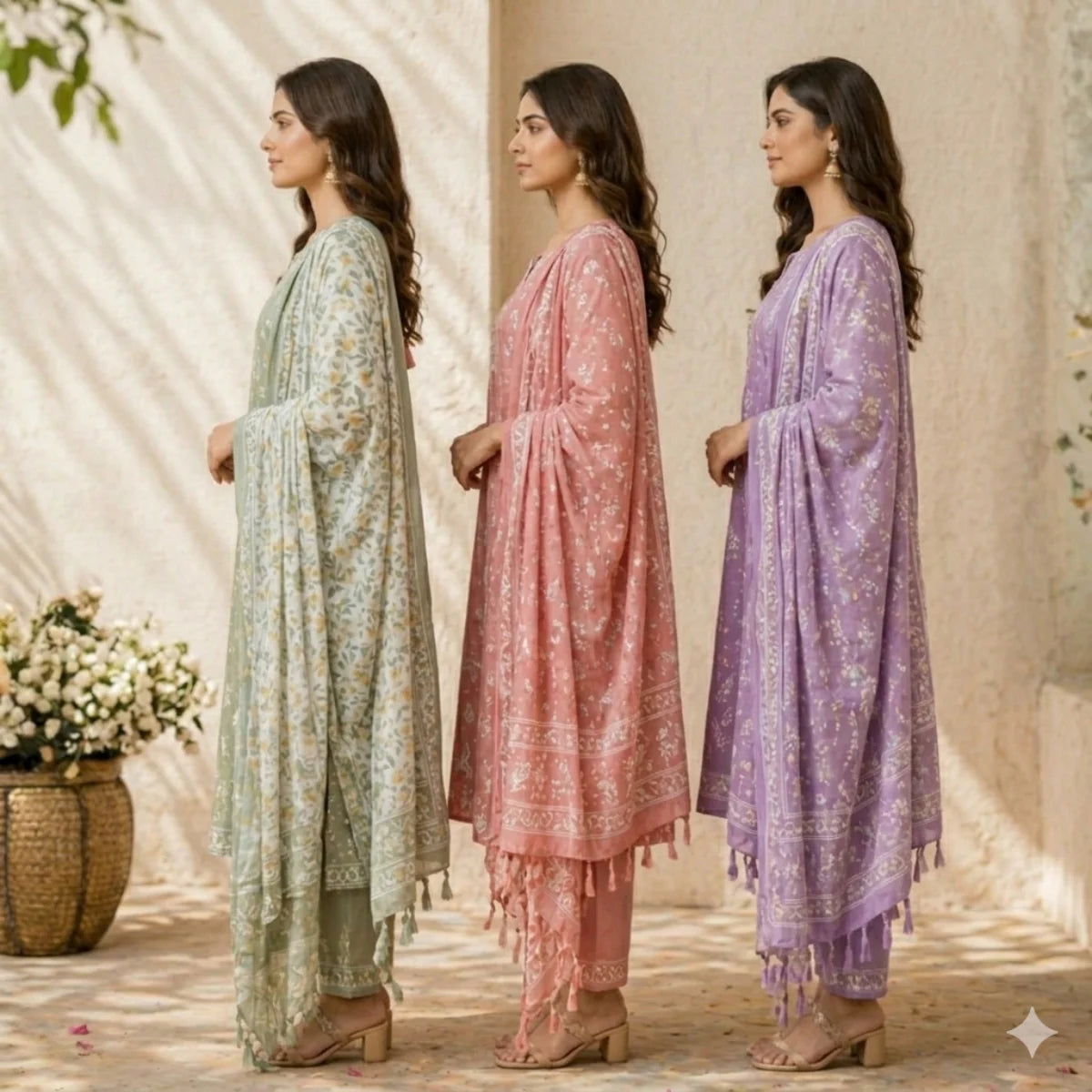 Pack Of 3 Kurta Sets with dupatta Trendy Ethnic Wear