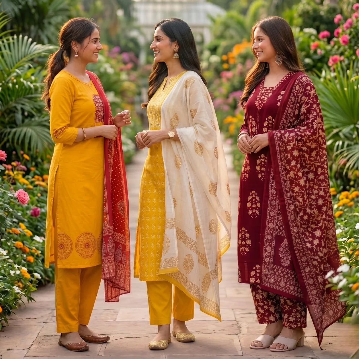 Pack Of 3 Kurta Sets with dupatta Trendy Ethnic Wear