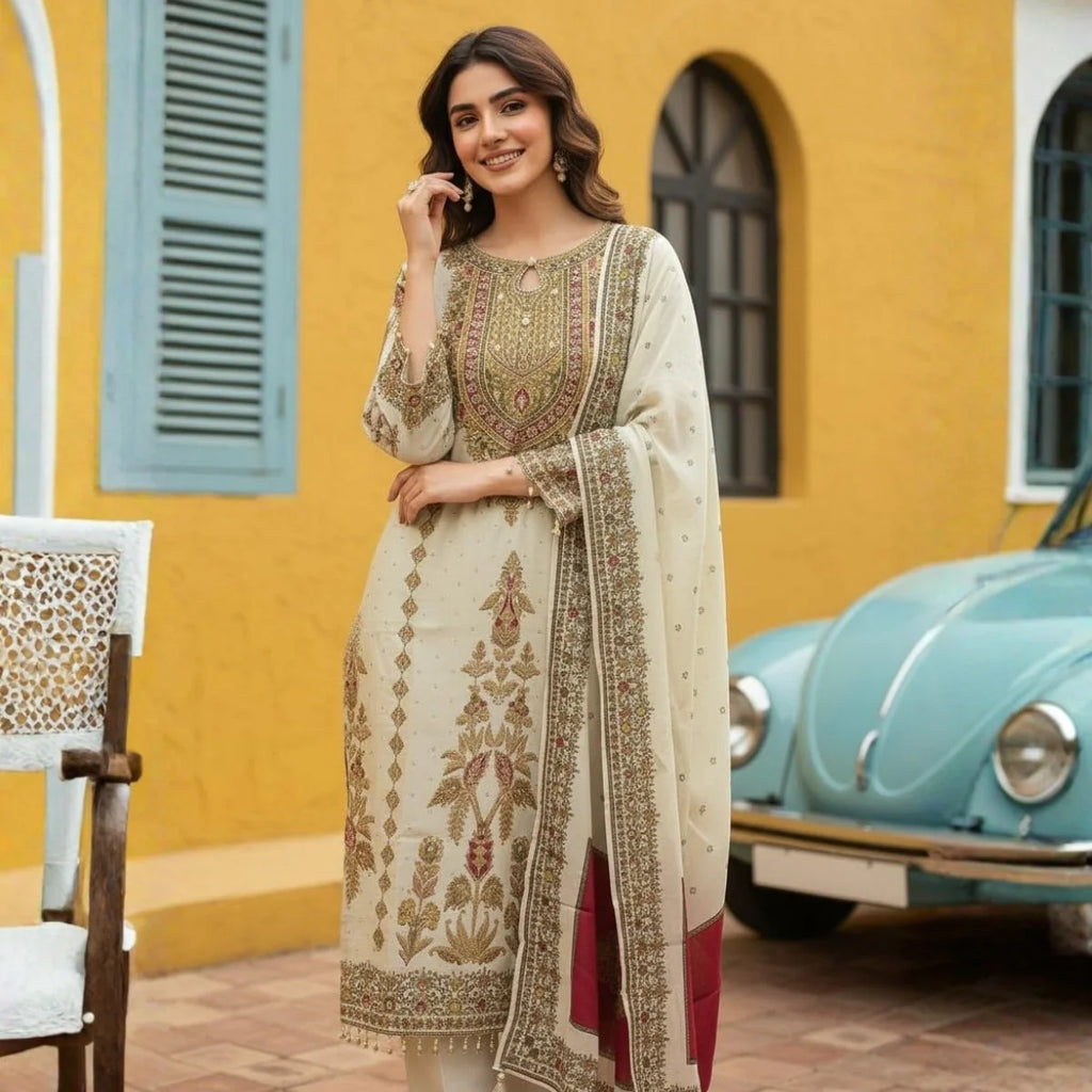 Premium Pack of 2 Cotton Kurta Pant Dupatta Sets for Women
