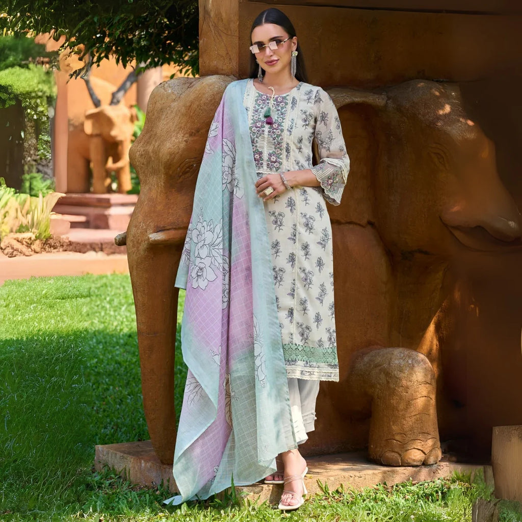 Premium Pack of 2 Cotton Kurta Pant Dupatta Sets for Women