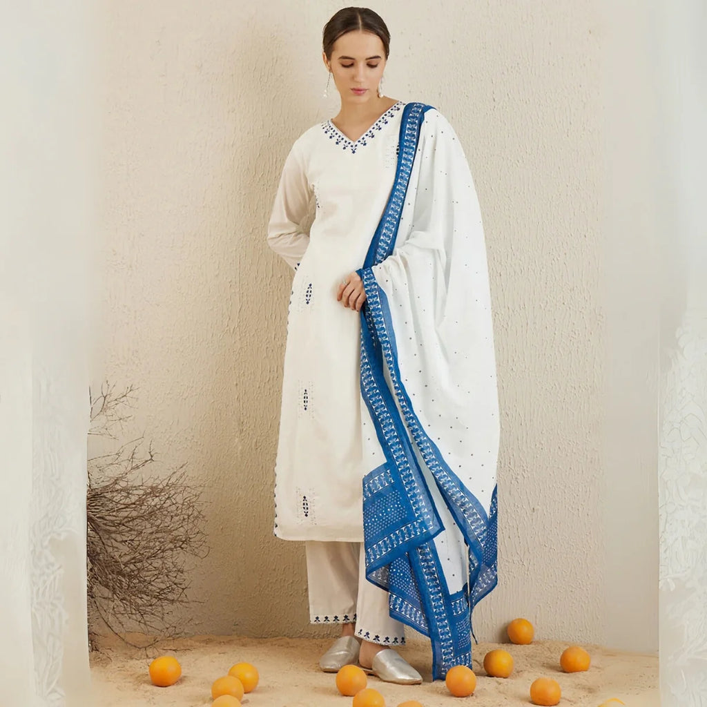 Premium Pack of 2 Cotton Kurta Pant Dupatta Sets for Women