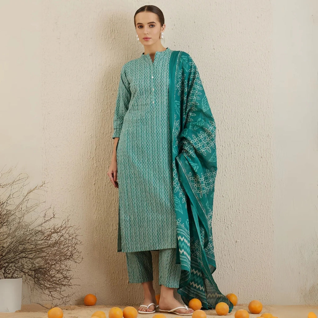 Premium Pack of 2 Cotton Kurta Pant Dupatta Sets for Women