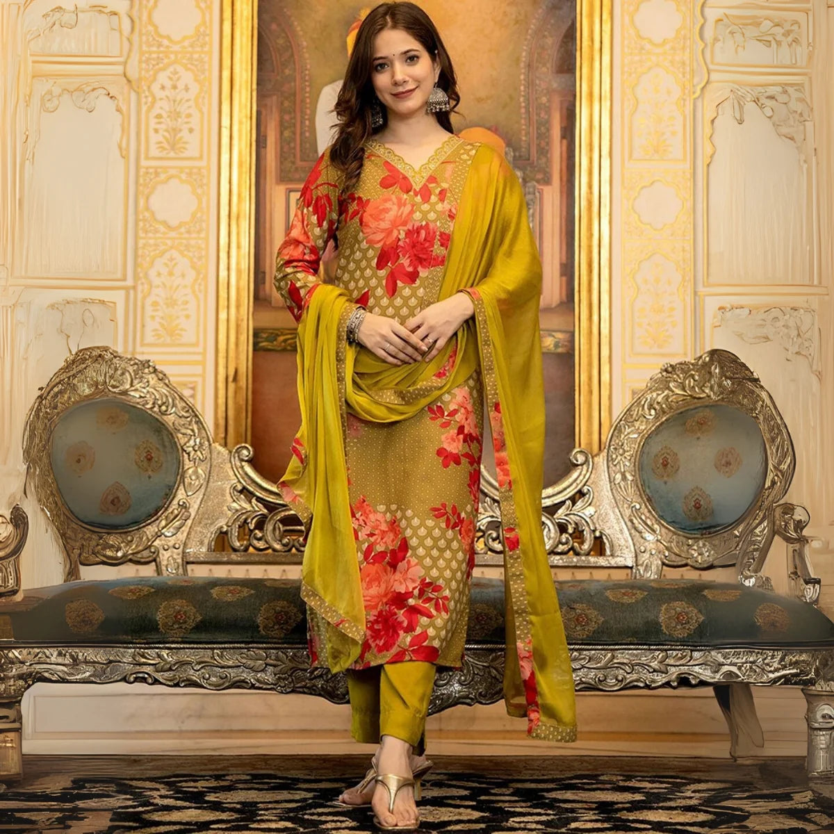 Premium Pack of 2 Cotton Kurta Pant Dupatta Sets for Women