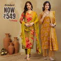 Premium Pack of 2 Cotton Kurta Pant Dupatta Sets for Women