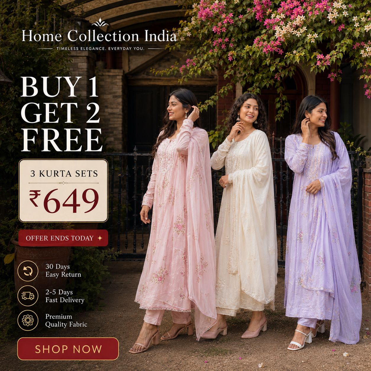 Buy 1 Get 2 Free Kurta Sets