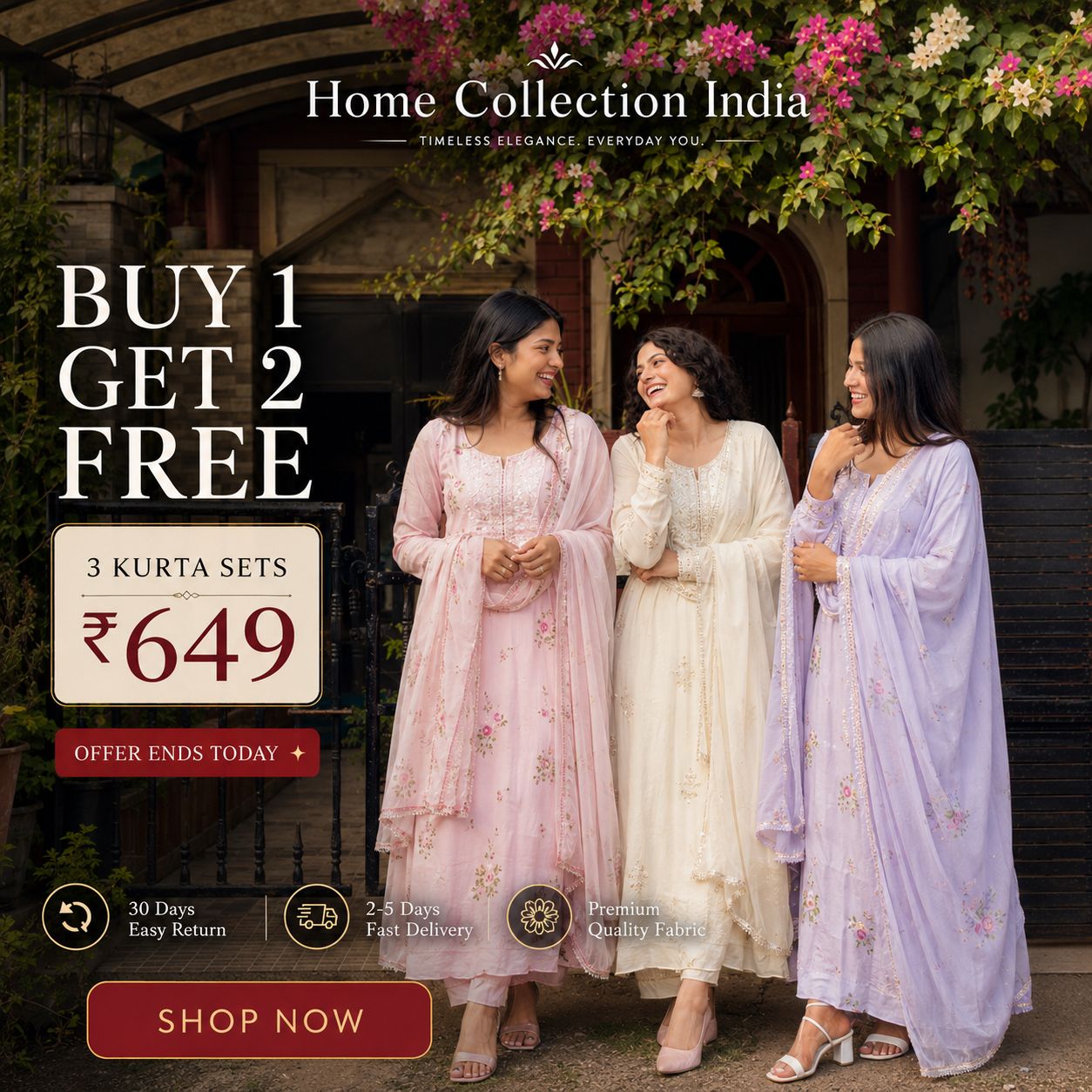 Buy 1 Get 2 Free Kurta Sets