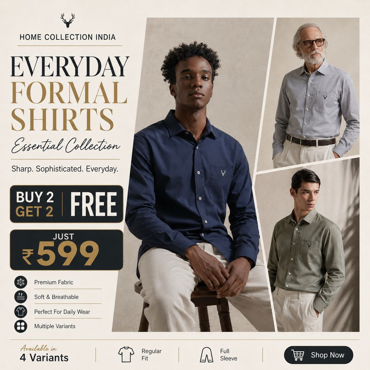 Men’s Premium Formal Shirts Combo – Buy 2 Get 2 Free